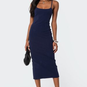 Air Back Slitted Midi Dress