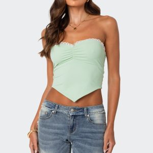 Cinched Strapless Triangle Top