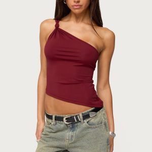 Knotted One Shoulder Asymmetric Top