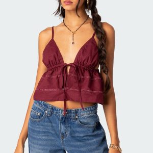 Candy Cotton Tie Front Tank Top