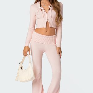 Desiree Knitted Low Rise Fold Over Pants