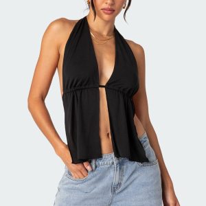 Split Front Halter Top