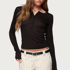 Nettie Ribbed Henley Top