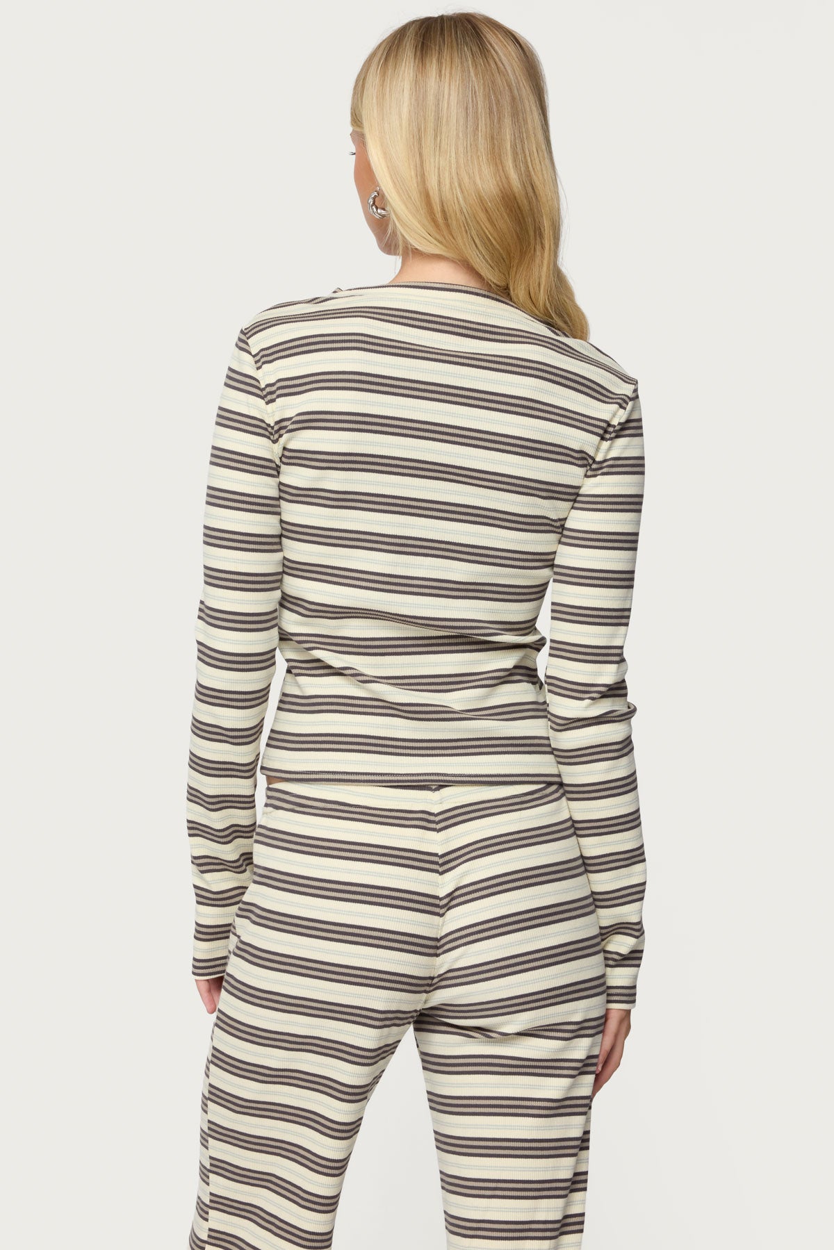 Avalie Striped Ribbed Long Sleeve T Shirt - Image 5