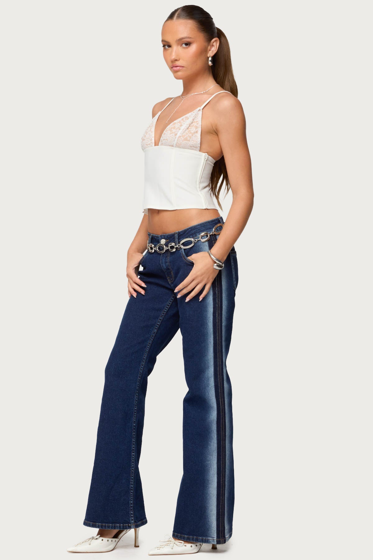 Airbrushed Low Rise Flared Jeans - Image 3