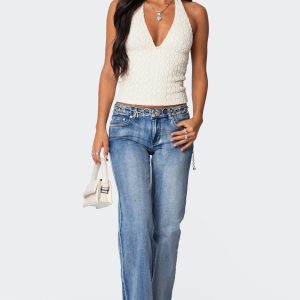 Boot Cut Washed Low Rise Jeans