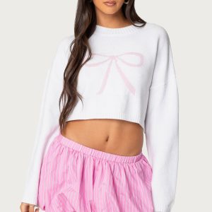 Knit Bow Cropped Sweater
