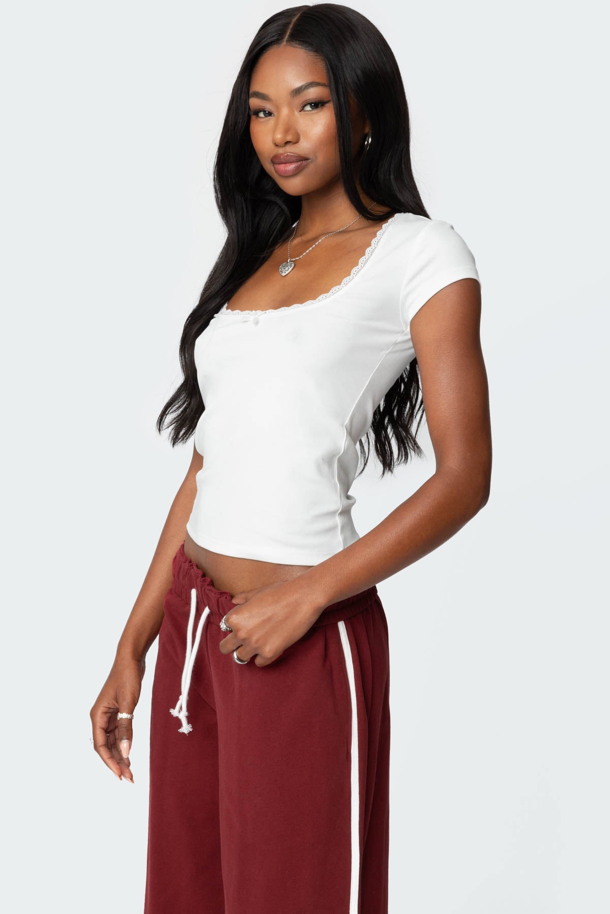 Priscilla Lace Trim T Shirt - Image 3