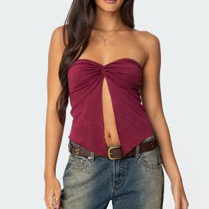Twisted Split Front Tube Top