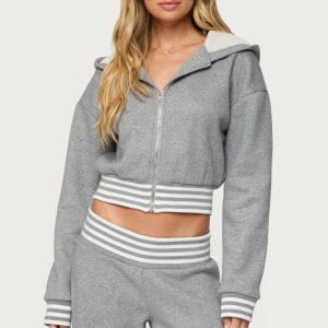Eloura Stripey Zip Up Hoodie