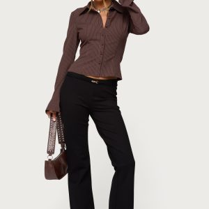 Pinstripe Tailored Button Up Shirt