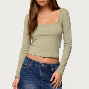 Mora Lace Trim Ribbed T Shirt