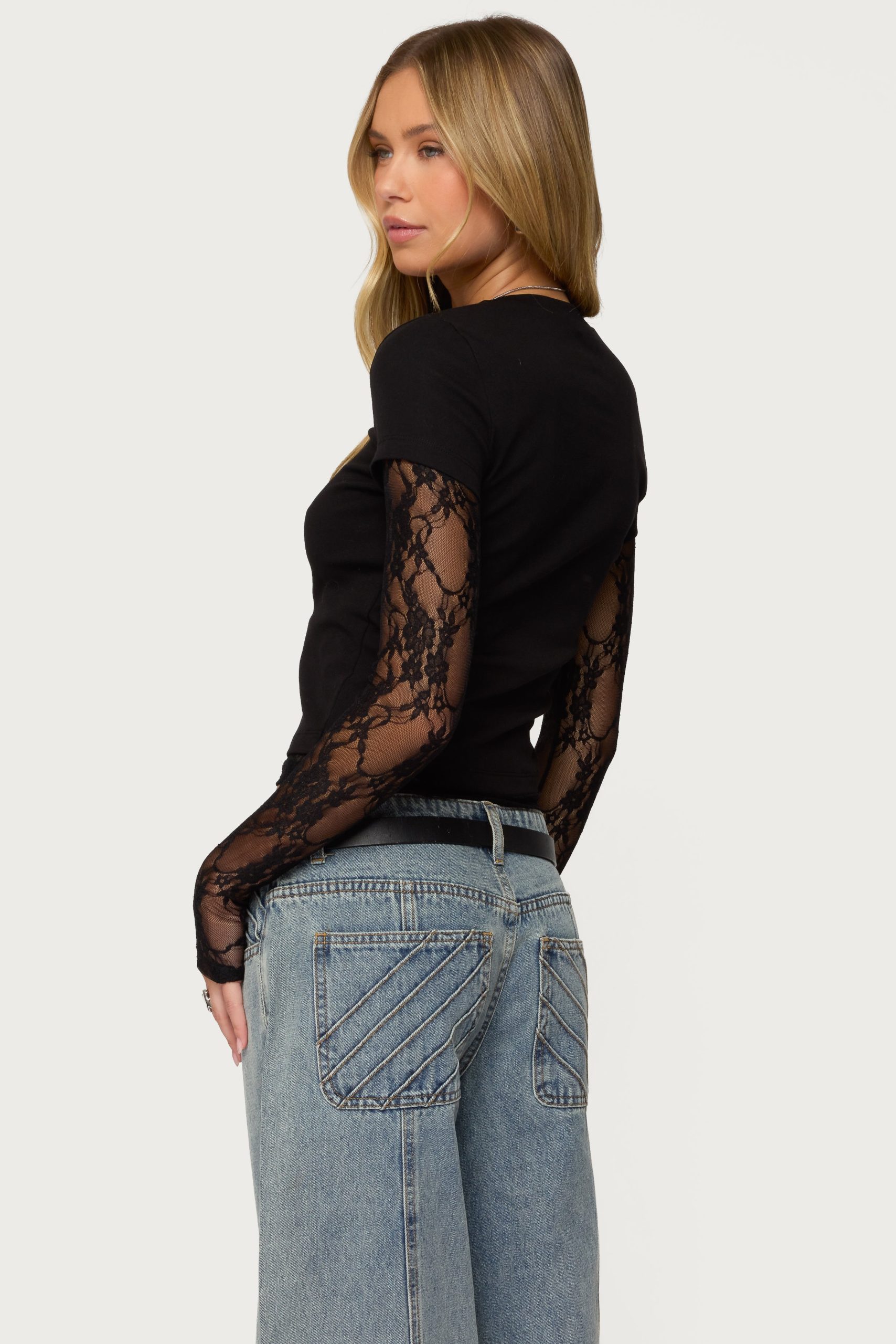 Layered Lace Sleeve Top - Image 5