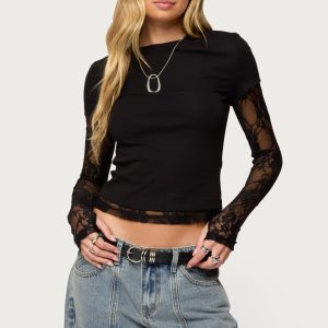 Layered Lace Sleeve Top