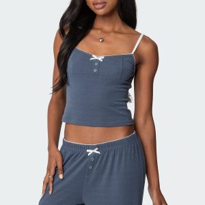 Kleo Pointelle Henley Tank Top