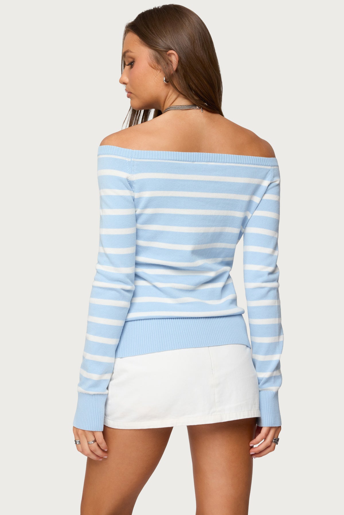Lori Striped Off Shoulder Sweater - Image 5