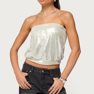 Leira Silky Sparkly Strapless Top