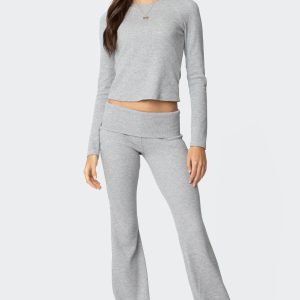 Sab Fold Over Waffle Knit Pants
