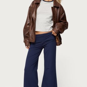 Petite Wide Leg Foldover Pants