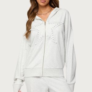 Briela Star Studded Zip Up Hoodie