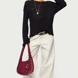 Petite Cory Striped Low Rise Baggy Jeans
