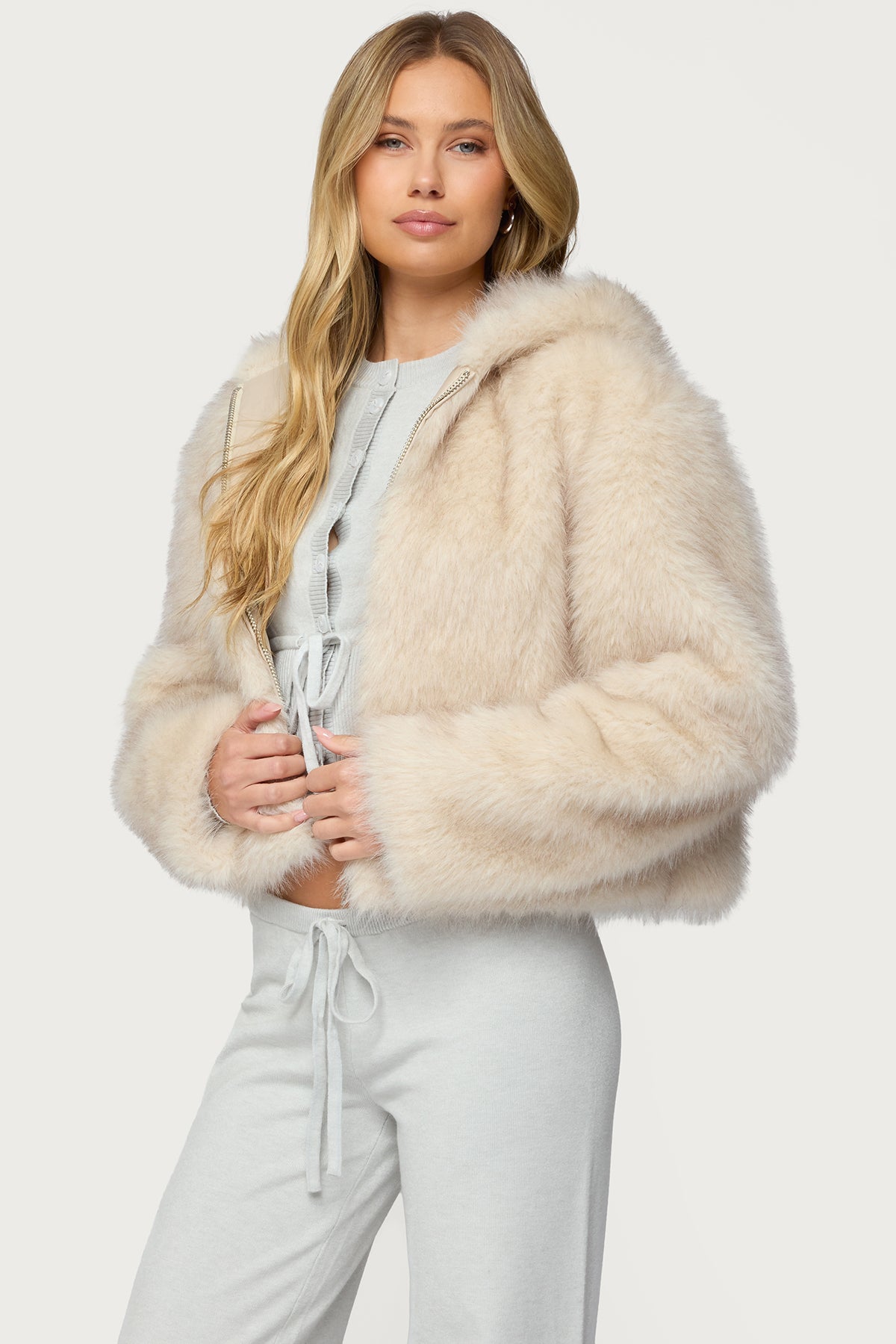 Beyonca Hooded Faux Fur Jacket - Image 3