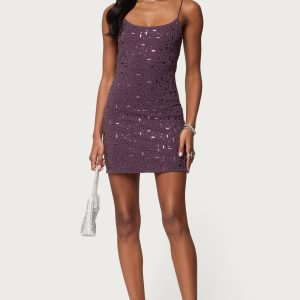 Stefanie Rhinestone Backless Mini Dress