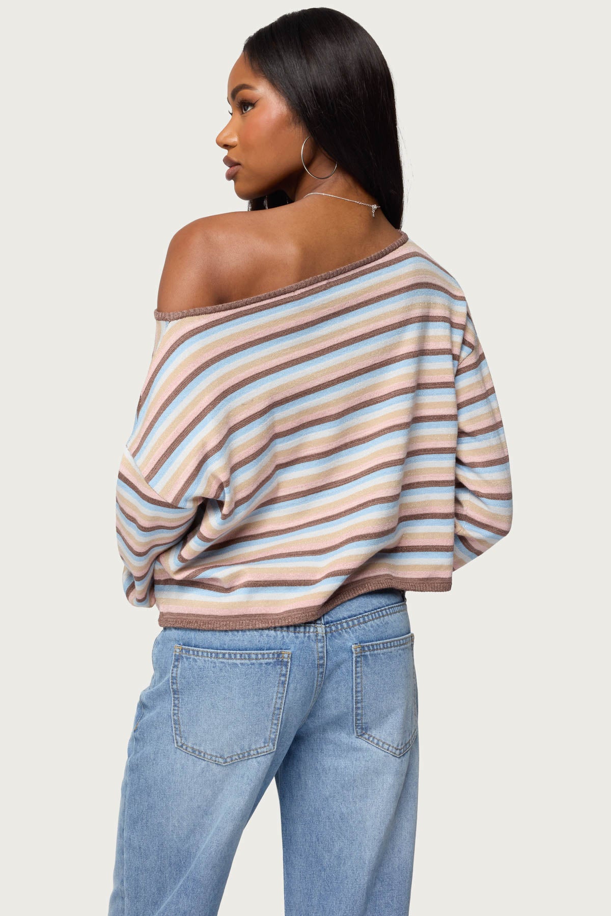 Alexis Off Shoulder Striped Knit Top - Image 5