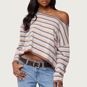 Alexis Off Shoulder Striped Knit Top