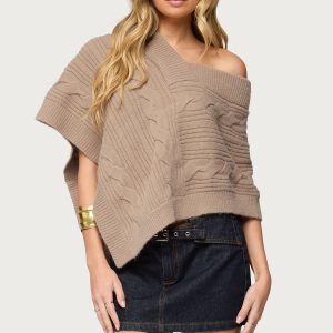Vickey Cable Knit Poncho