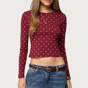 Daliya Polka Dot Long Sleeve Top