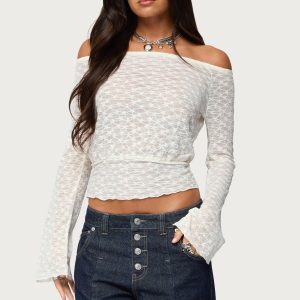 Alef Sheer Lace Off Shoulder Top