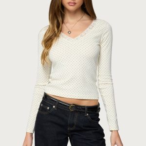 Morah Lacey Polka Dot Top