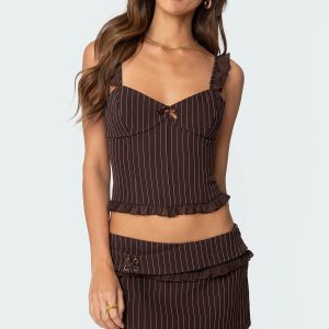 Colleen Ruffled Pinstripe Corset