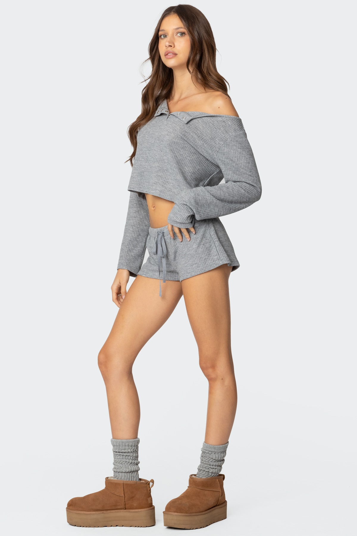 Teddy Cropped Waffle Top - Image 4