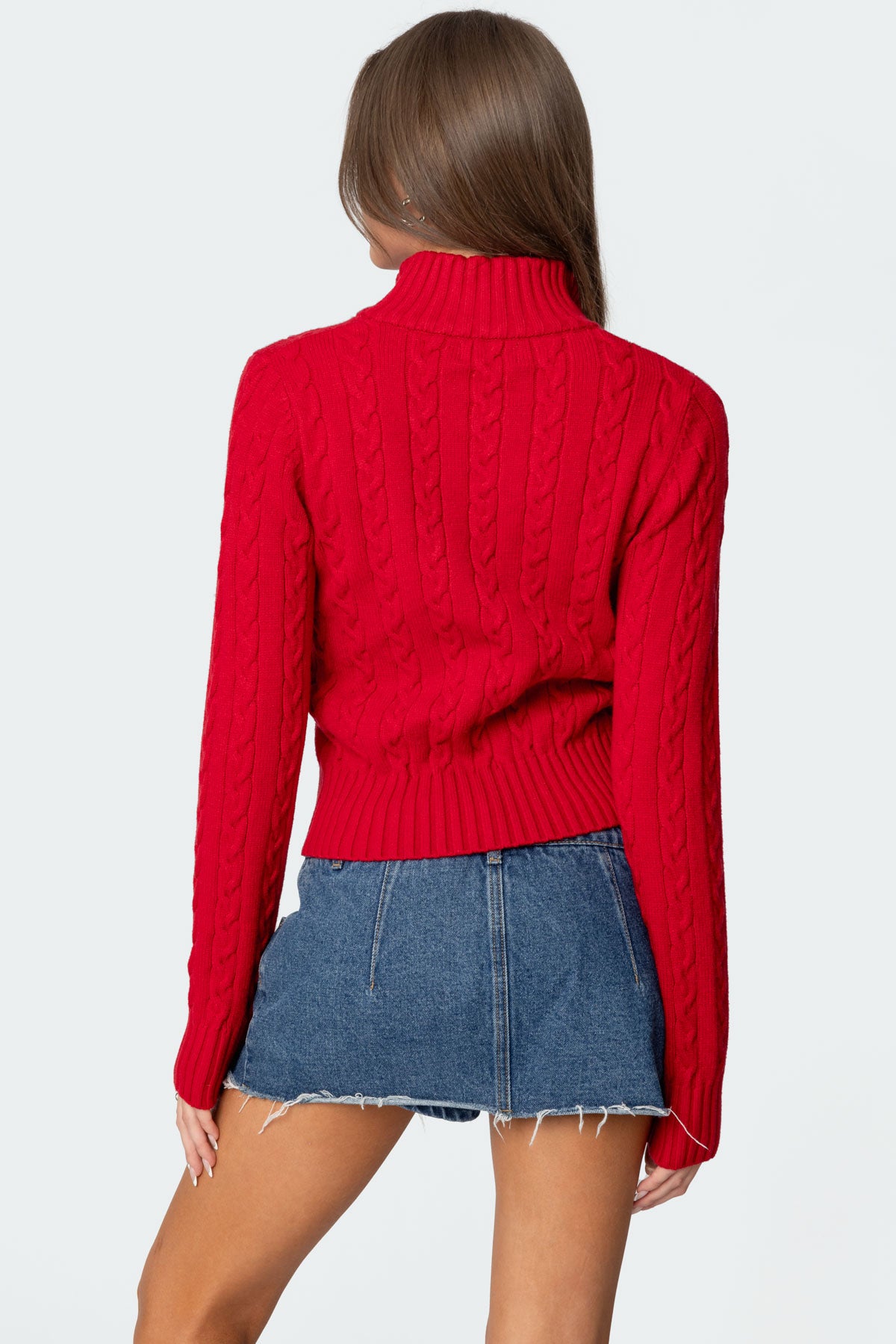 Ryn Zip Up Cable Knit Cardigan - Image 4