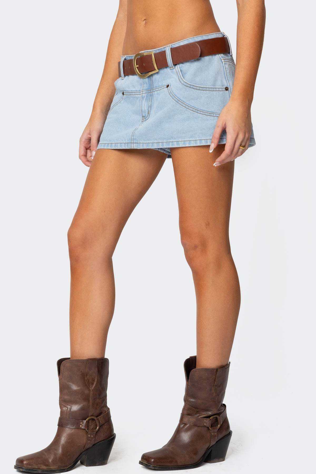 Stitched Up Denim Mini Skort - Image 3