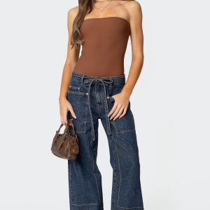 Loren Strapless Ribbed Bodysuit