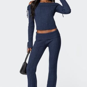 Chase Fold Over Cable Knit Pants