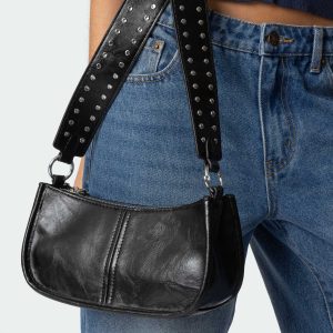 Studded Strap Faux Leather Bag