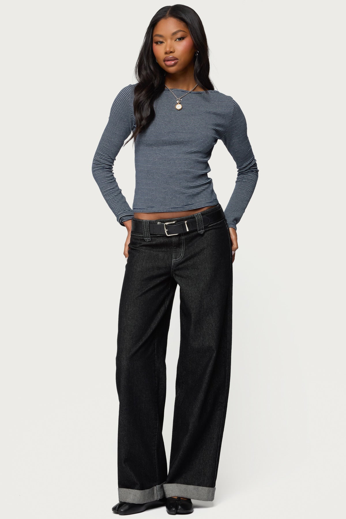 Loria Striped Boat Neck Top - Image 5