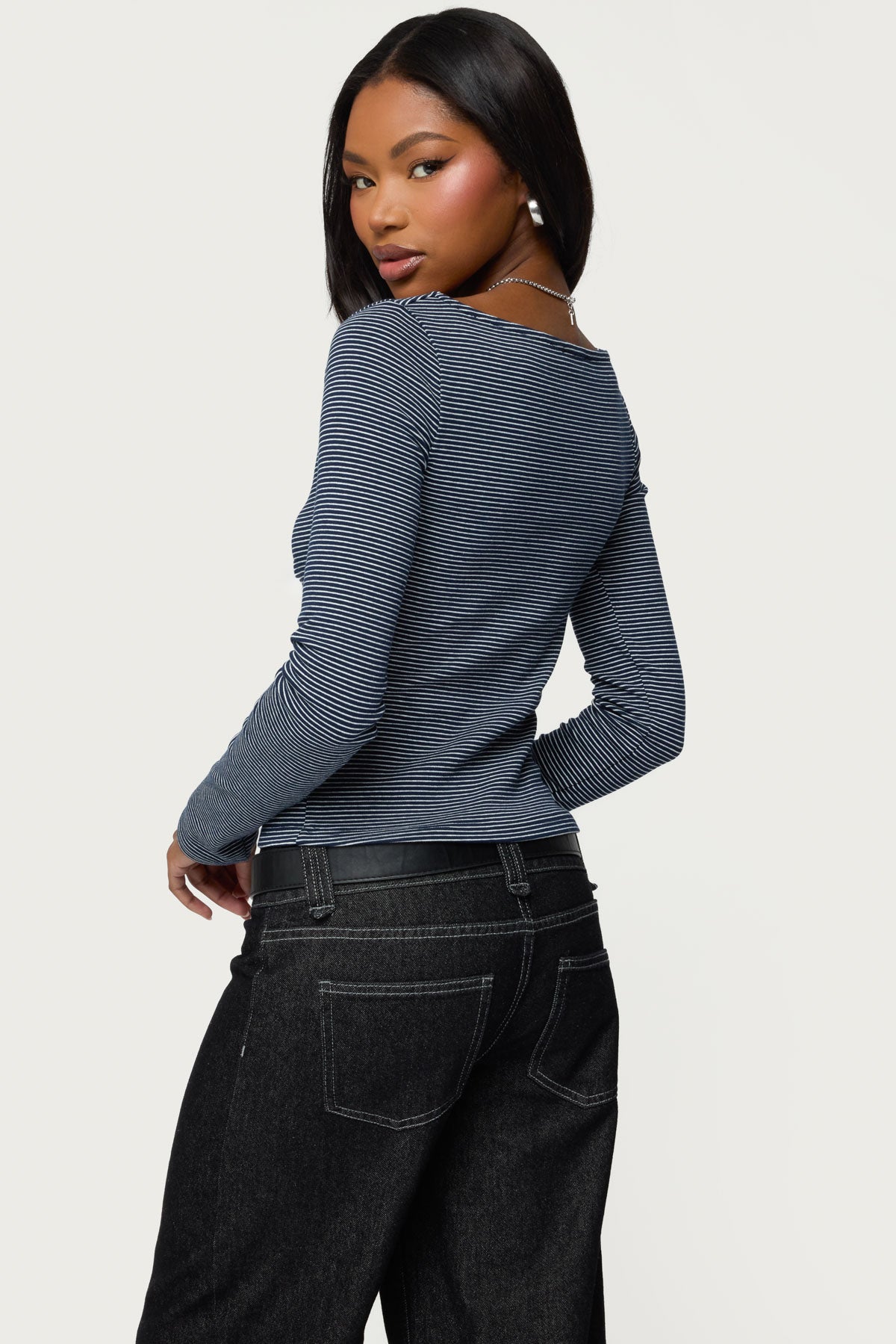 Loria Striped Boat Neck Top - Image 4