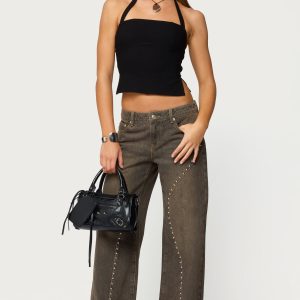 Charliza Stud Low Rise Baggy Jeans