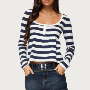 Lockie Striped Knit Babydoll Top