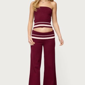 Kaliya Stripey Foldover Knit Pants