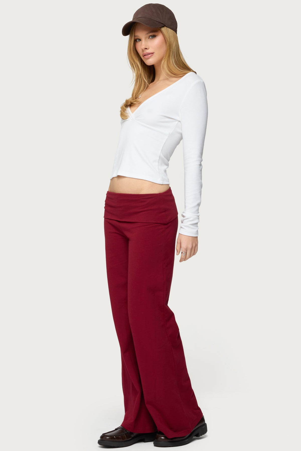 Petite Wide Leg Foldover Pants - Image 3
