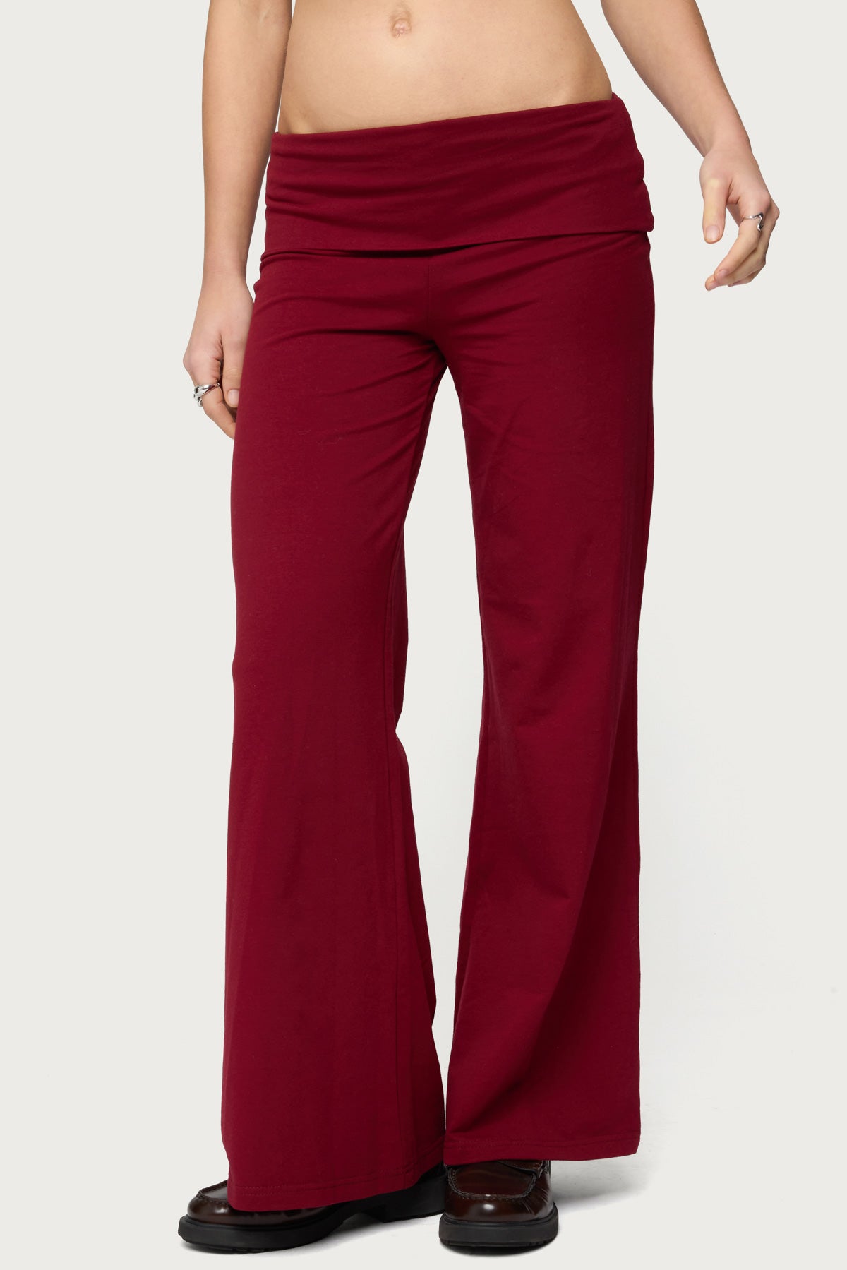 Petite Wide Leg Foldover Pants - Image 2