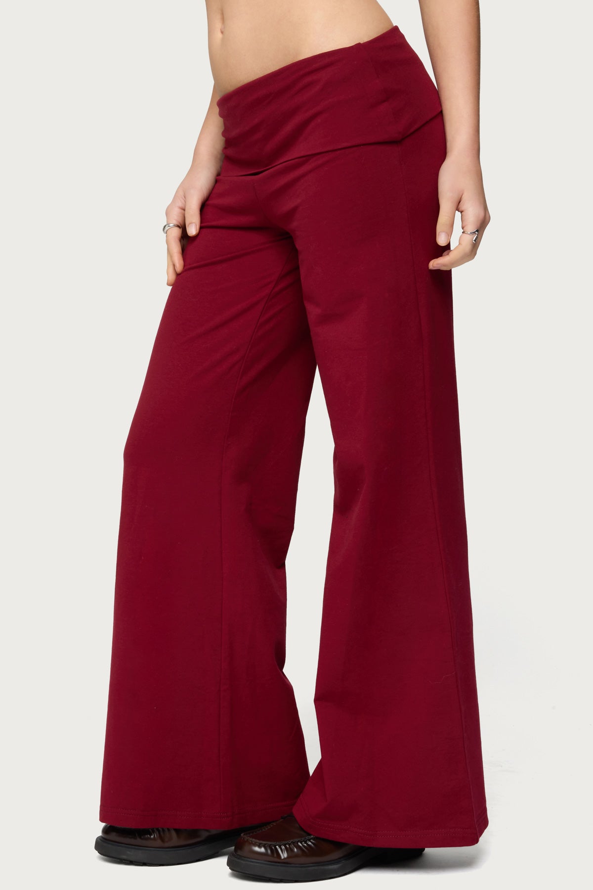 Petite Wide Leg Foldover Pants - Image 4