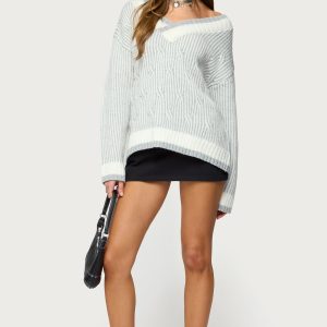 Lila V Neck Cable Knit Sweater