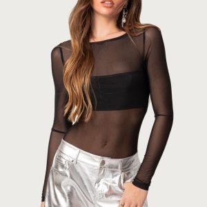 Sheer Mesh Bandeau Bodysuit